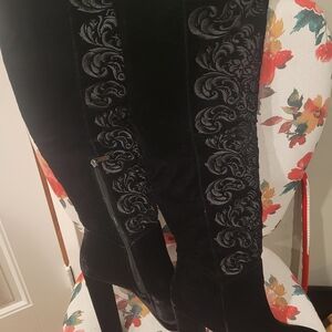 Jessica Simpson Black Velvet Knee-High Boots